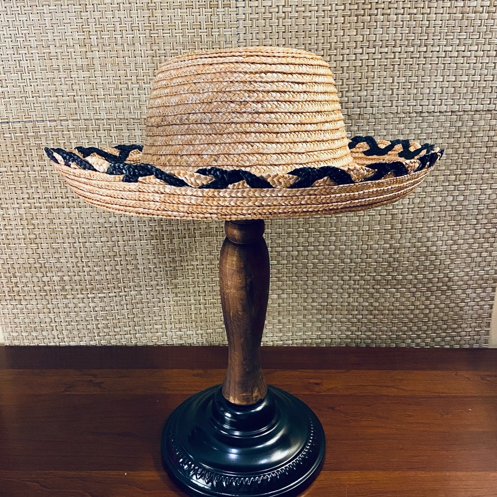 🌟2xHP🌟Io Giovanni Natural/Black Wheat Straw Hat